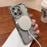 ⁦جراب هاتف شفاف ماسي لامع ، غطاء شحن لاسلكي Magsafe⁩ - الصورة ⁦5⁩